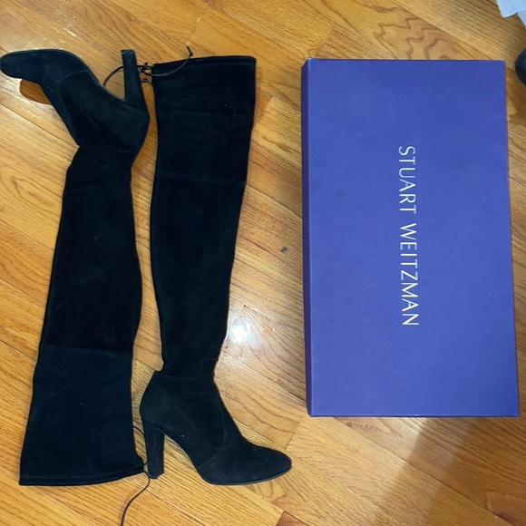 Stuart Weitzman Black Suede Highland Boots - Picture 2 of 8